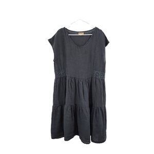 Wayan Women's Washed 100% Linen Tiered Dress - M